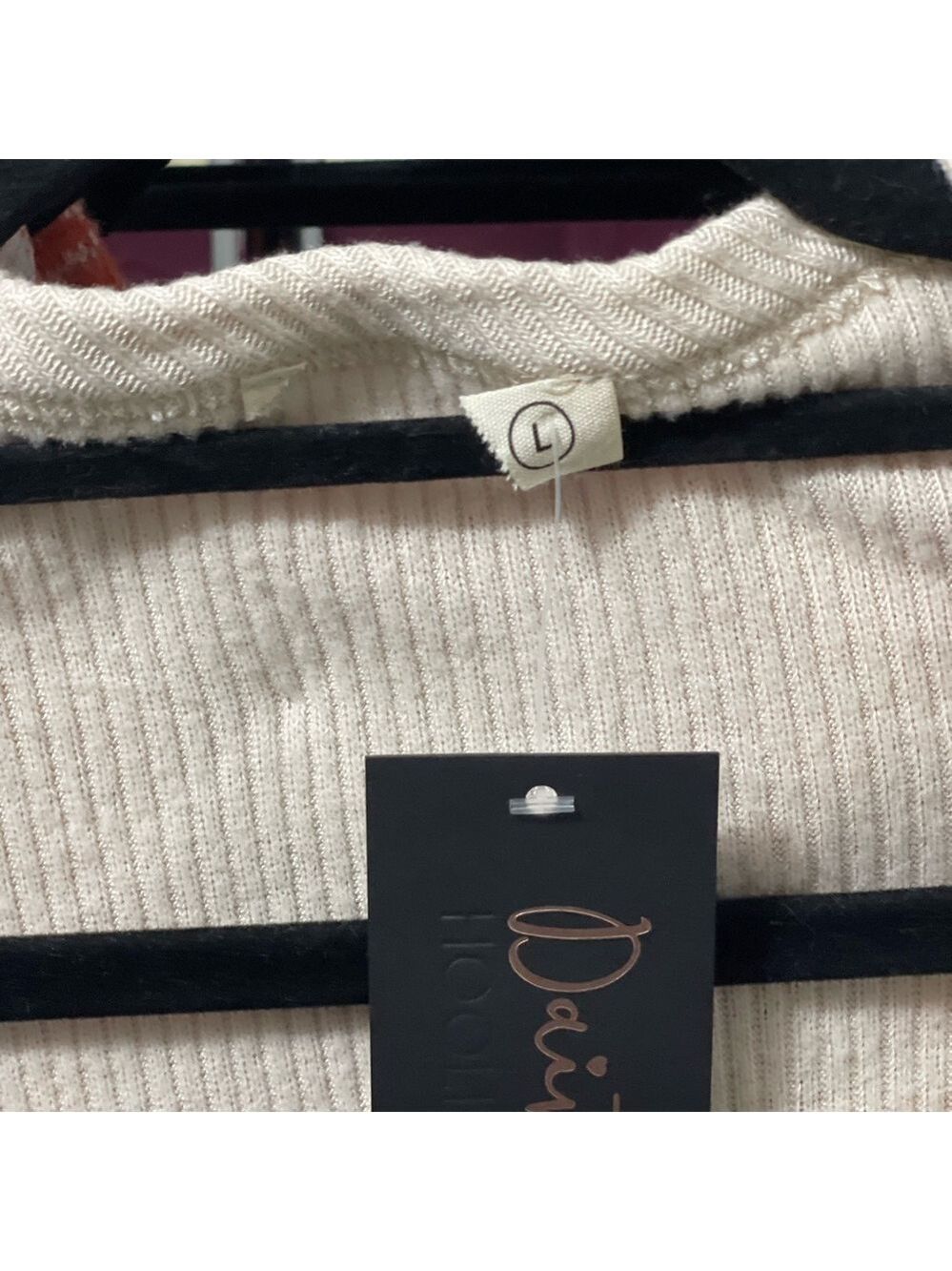 Dainty Hooligan Ribbed Cream Wrap Front Pullover - Picture 4 of 7